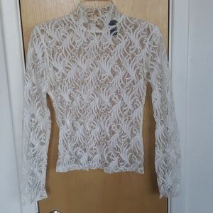 Moda international winter white lace top